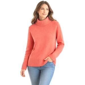 Talbots NWT Turtleneck Sweater Small Coral Ribbed Knit Long Sleeve Classic